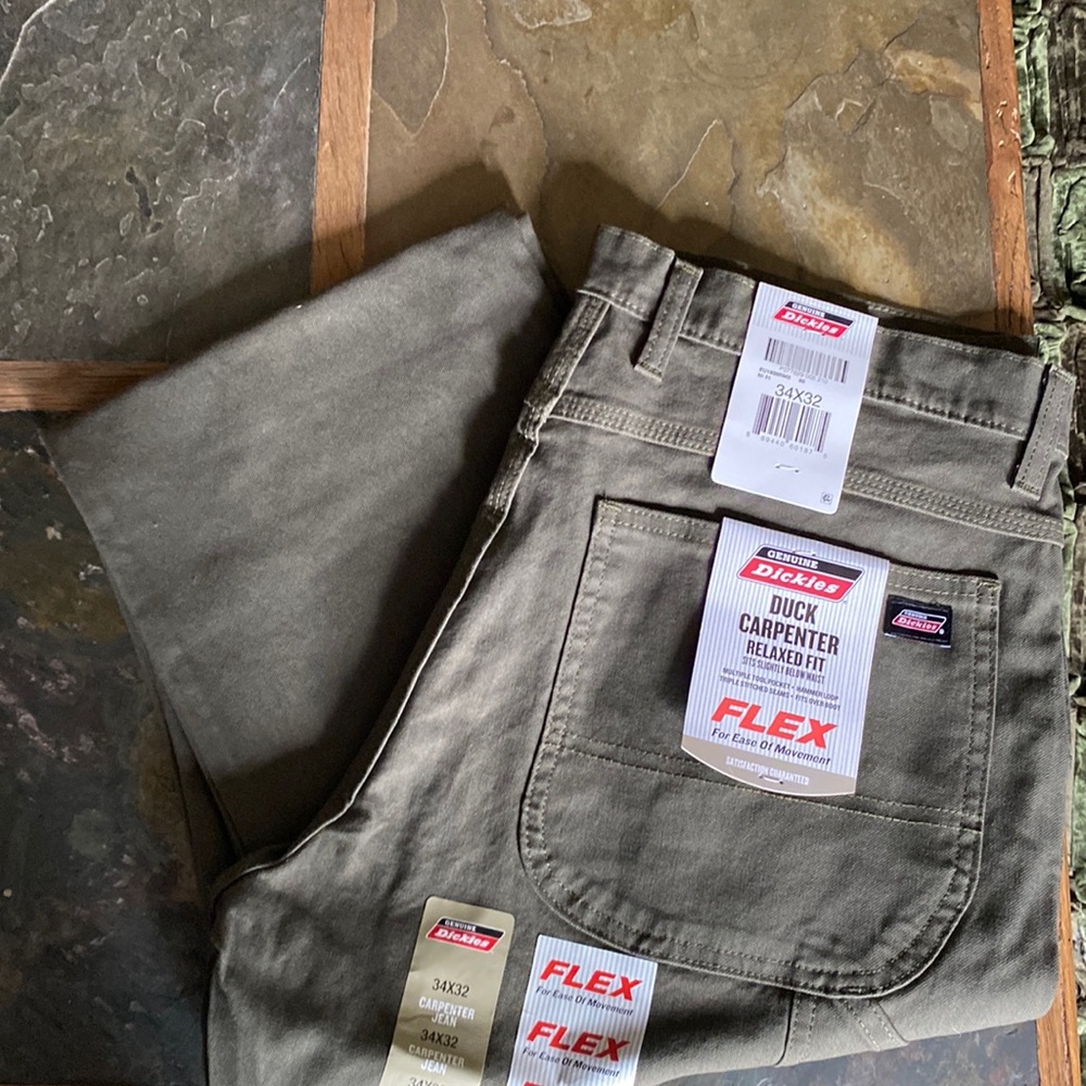 Dickies, original carpenter, relaxed fit pants, deep olive green 34x32
